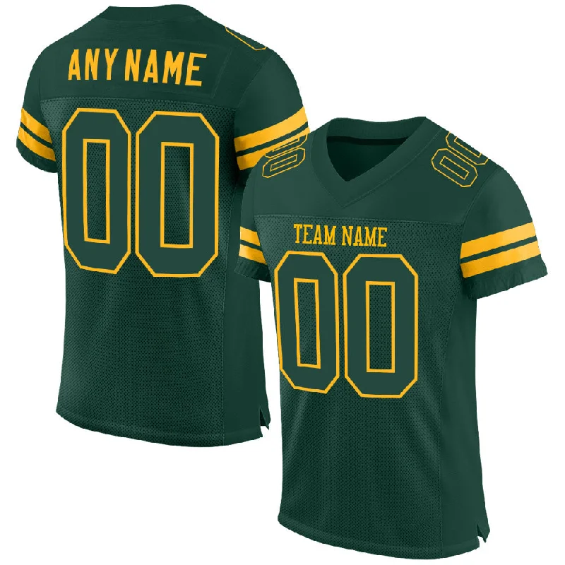 Football Jersey With Motion-Flex Tech-Custom Green Green-Gold Mesh Authentic Football Jersey