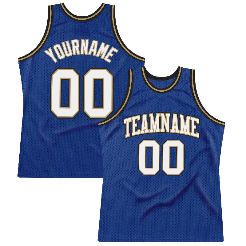 Basketball Jersey For Tall Players-Custom Royal White-Old Gold Authentic Throwback Basketball Jersey