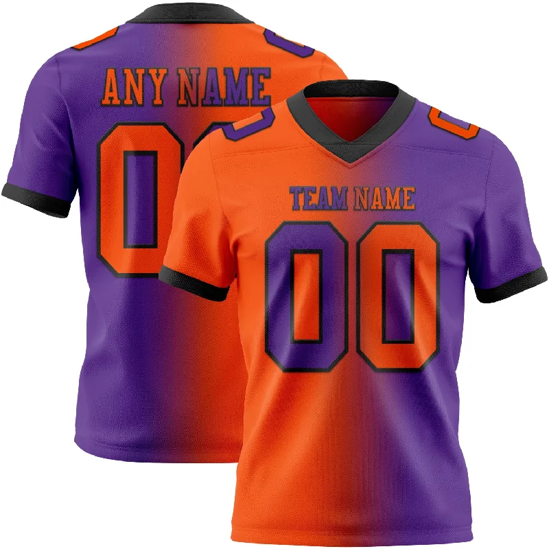 Football Jersey With Designer Collaboration-Custom Purple Orange-Black Mesh Authentic Gradient Fashion Football Jersey