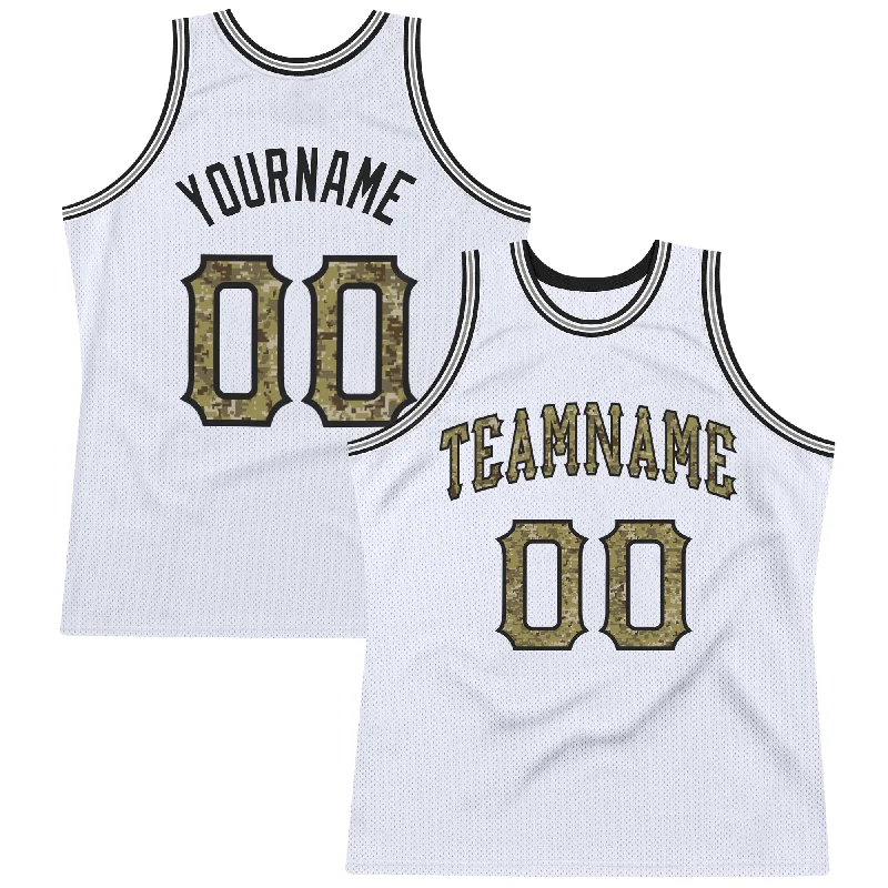 Basketball Jersey With Reinforced Seams-Custom White Camo-Gray Authentic Throwback Basketball Jersey