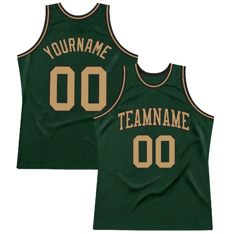 Basketball Jersey With Ergonomic Fit-Custom Hunter Green Old Gold-Black Authentic Throwback Basketball Jersey