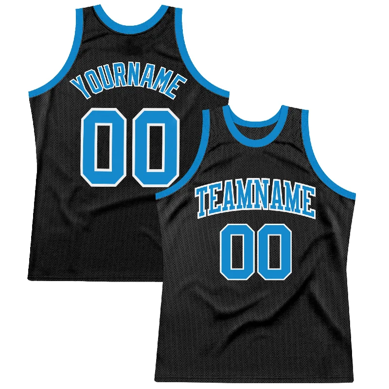 Basketball Jersey For Winter Training-Custom Black Blue-White Authentic Throwback Basketball Jersey