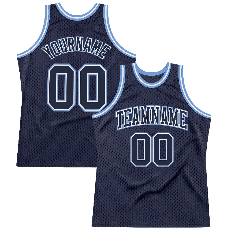 Basketball Jersey For Power Forwards-Custom Navy Navy-Light Blue Authentic Throwback Basketball Jersey