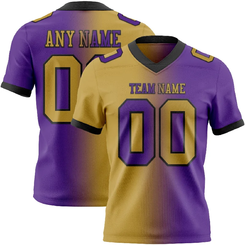 Football Jersey For Men-Custom Purple Old Gold-Black Mesh Authentic Gradient Fashion Football Jersey