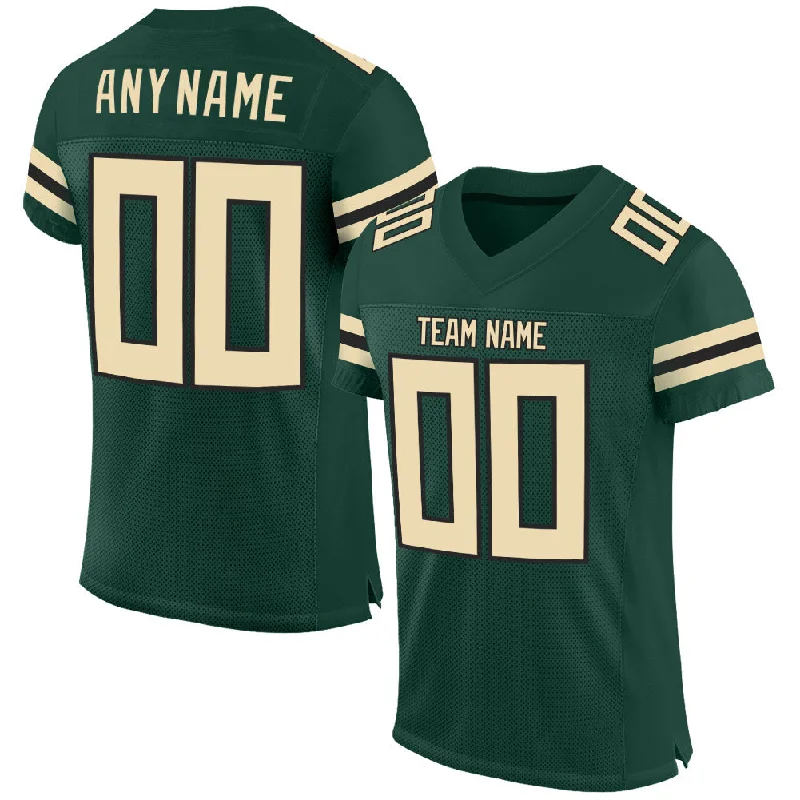 Football Jersey With High-Tech Material-Custom Green Cream-Black Mesh Authentic Football Jersey