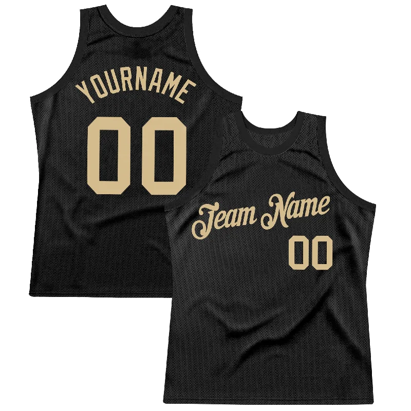 Basketball Jersey With Sustainable Fabric-Custom Black Vegas Gold Authentic Throwback Basketball Jersey