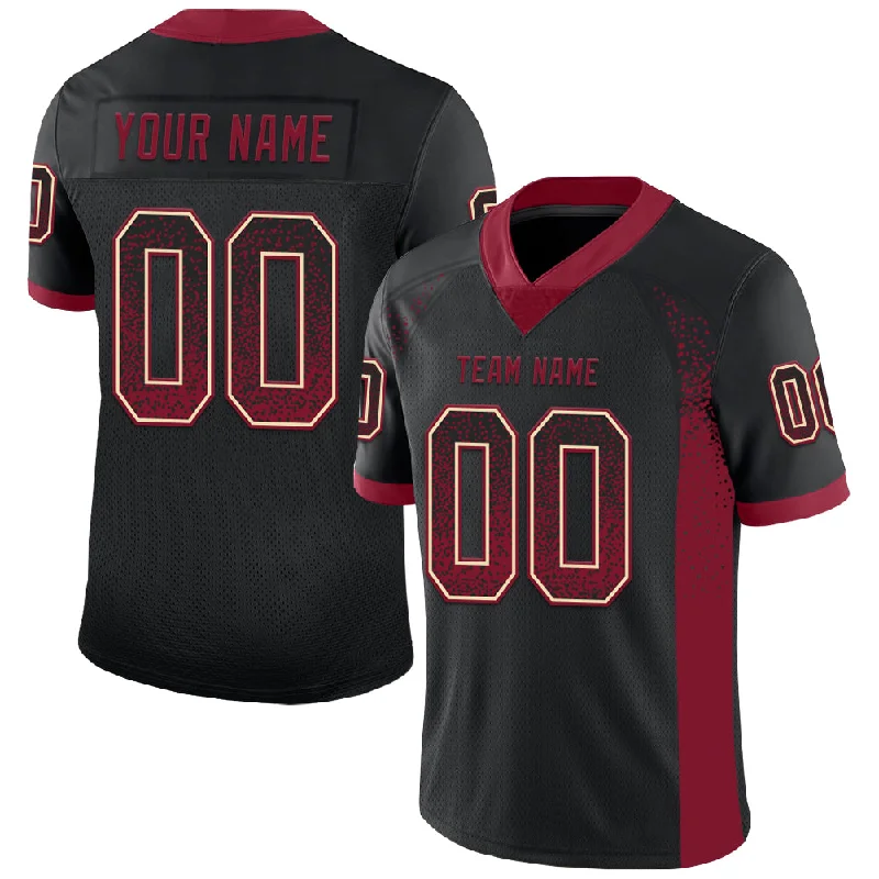 Football Jersey For Game Day-Custom Black Crimson-Cream Mesh Drift Fashion Football Jersey