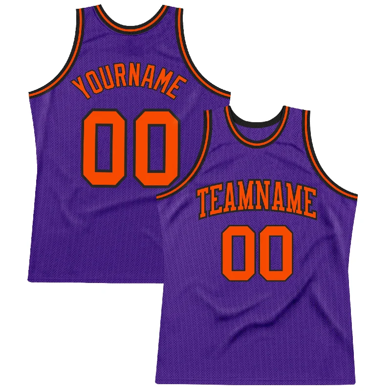 Basketball Jersey With Side Slits-Custom Purple Orange-Black Authentic Throwback Basketball Jersey