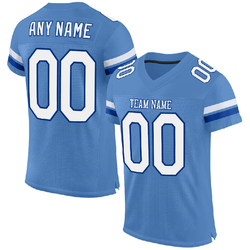 Football Jersey For Flag Football-Custom Light Blue White-Royal Mesh Authentic Football Jersey