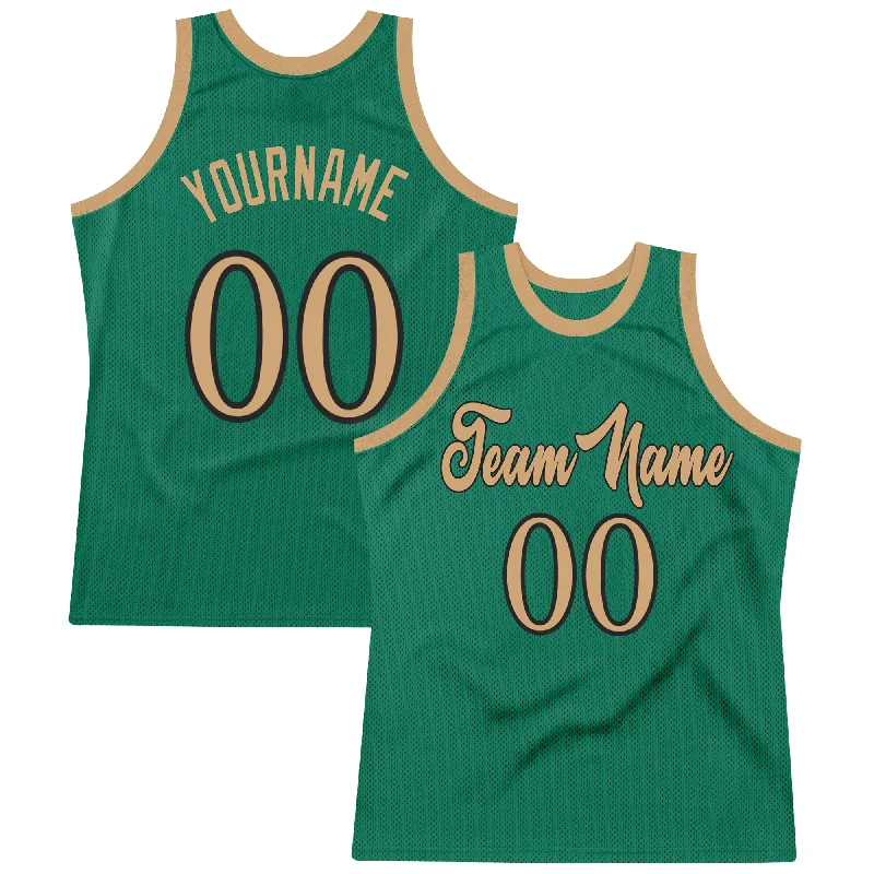 Basketball Jersey With Oversized Fit-Custom Kelly Green Old Gold-Black Authentic Throwback Basketball Jersey