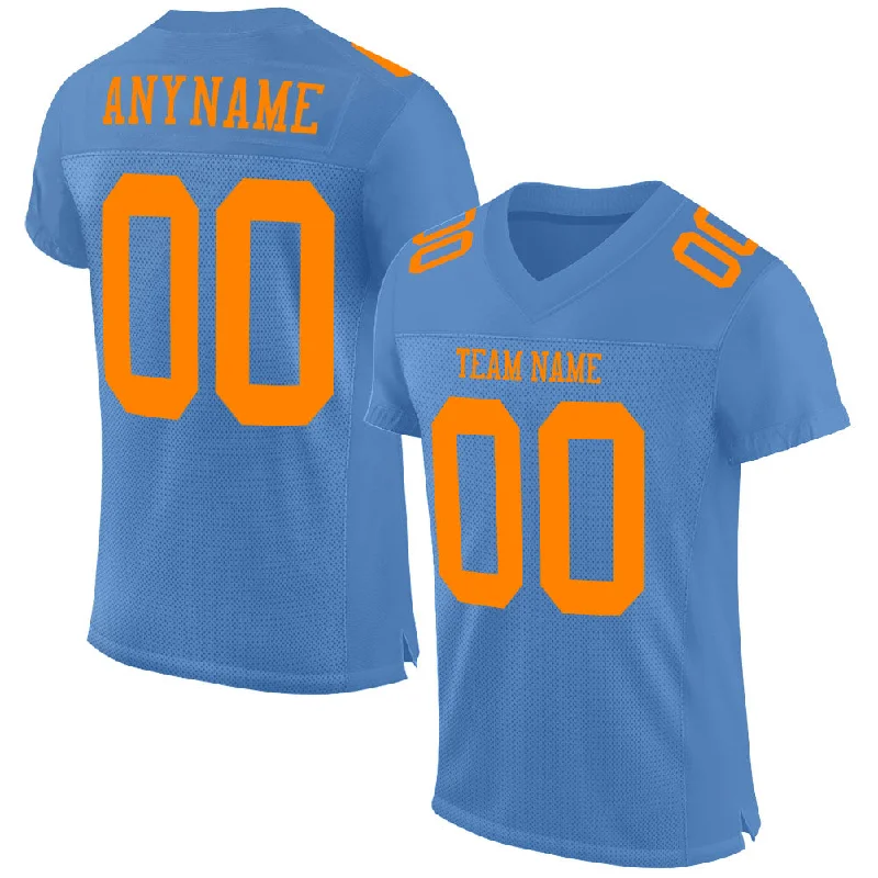 Football Jersey With Black And White-Custom Light Blue Bay Orange Mesh Authentic Football Jersey