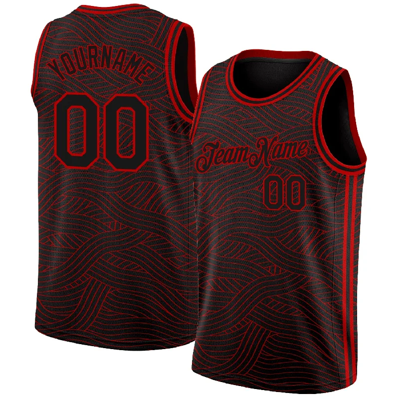 Basketball Jersey With Custom Font Styles-Custom Black Red Authentic City Edition Basketball Jersey