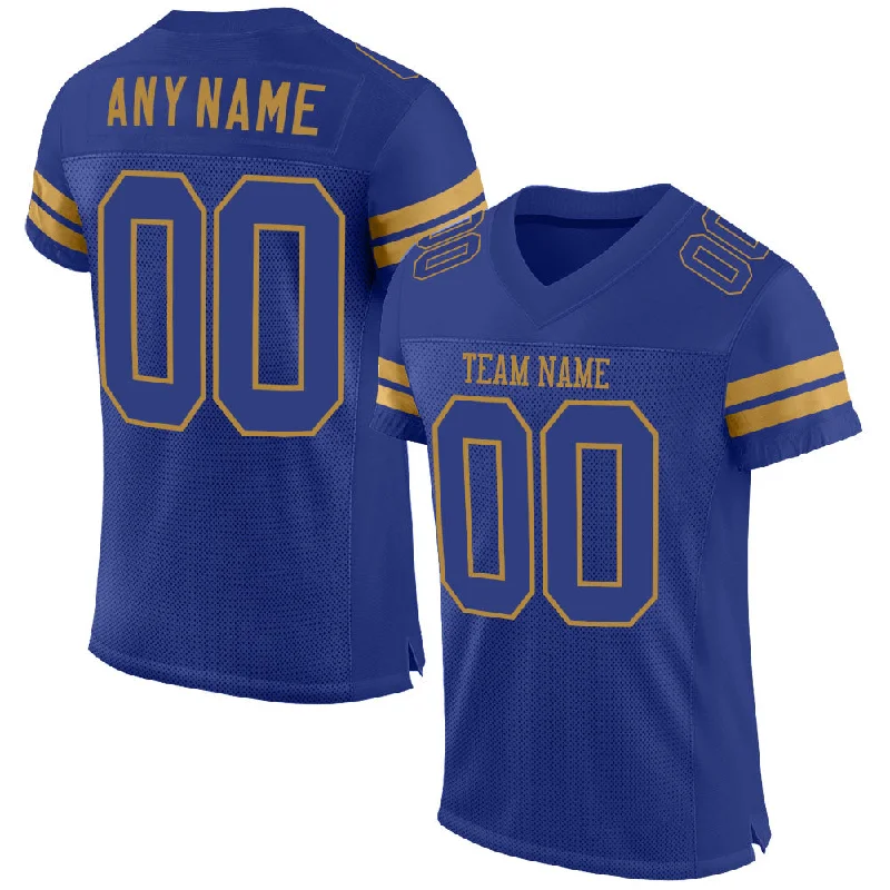 Football Jersey For Training-Custom Royal Royal-Old Gold Mesh Authentic Football Jersey