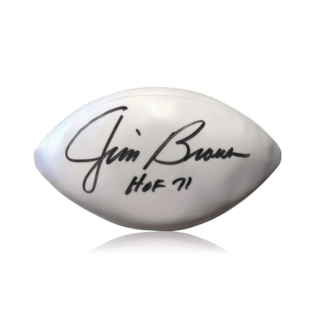 Rugby Restart-Jim Brown Signed White Panel Football Cleveland Browns JSA COA Autograph