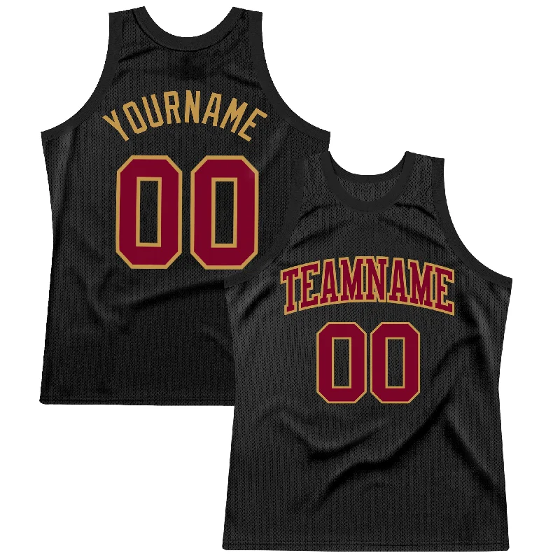 Basketball Jersey For Game Day-Custom Black Maroon-Old Gold Authentic Throwback Basketball Jersey