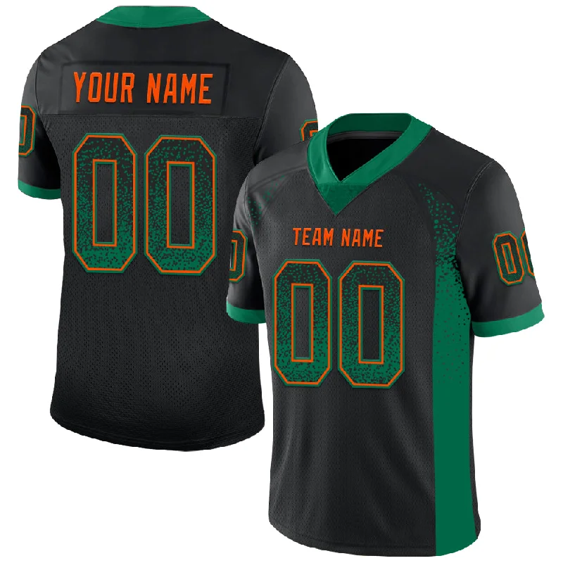 Football Jersey For Fast Players-Custom Black Kelly Green-Orange Mesh Drift Fashion Football Jersey