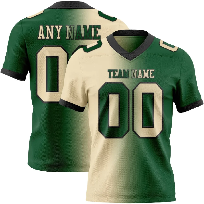 Football Jersey For Summer Games-Custom Green Cream-Black Mesh Authentic Gradient Fashion Football Jersey