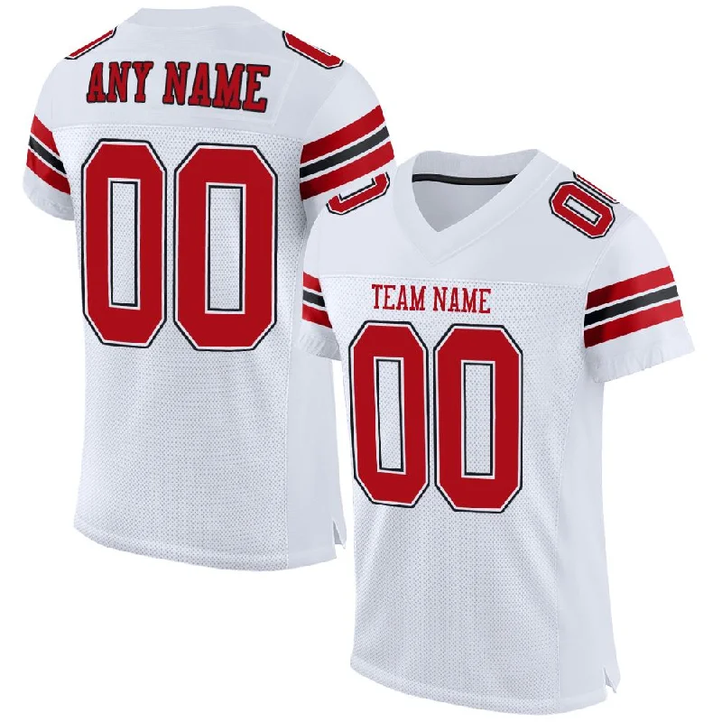 Football Jersey For Toddlers-Custom White Red-Black Mesh Authentic Football Jersey