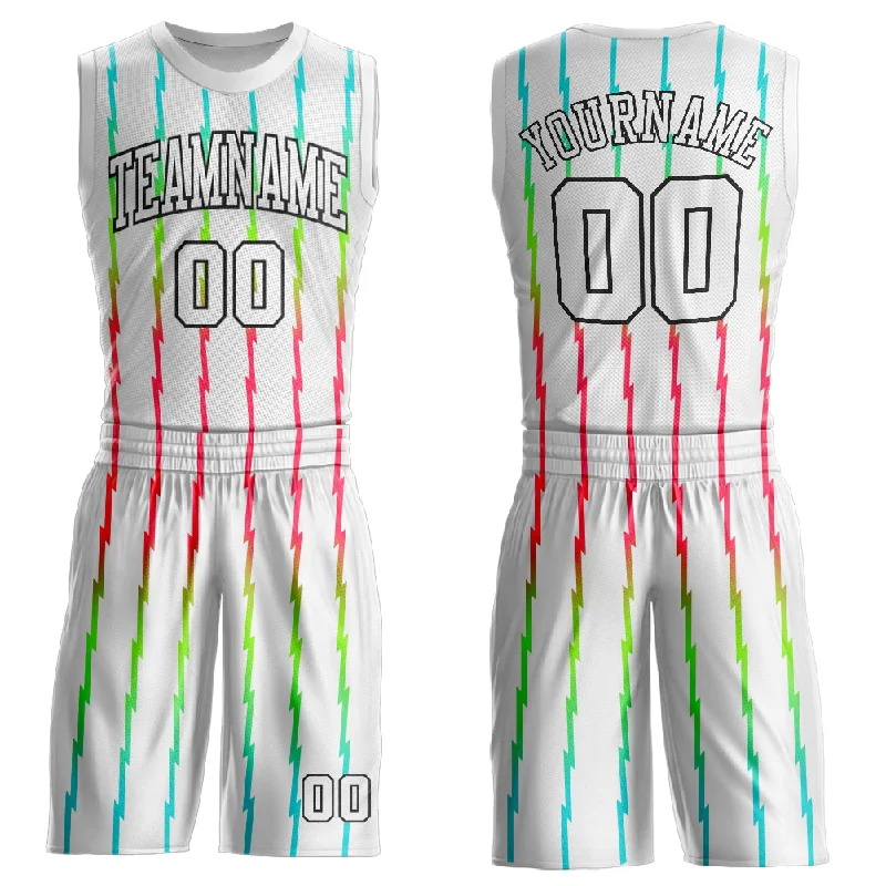 Basketball Jersey With Custom Name-Custom White White-Red Round Neck Sublimation Basketball Suit Jersey