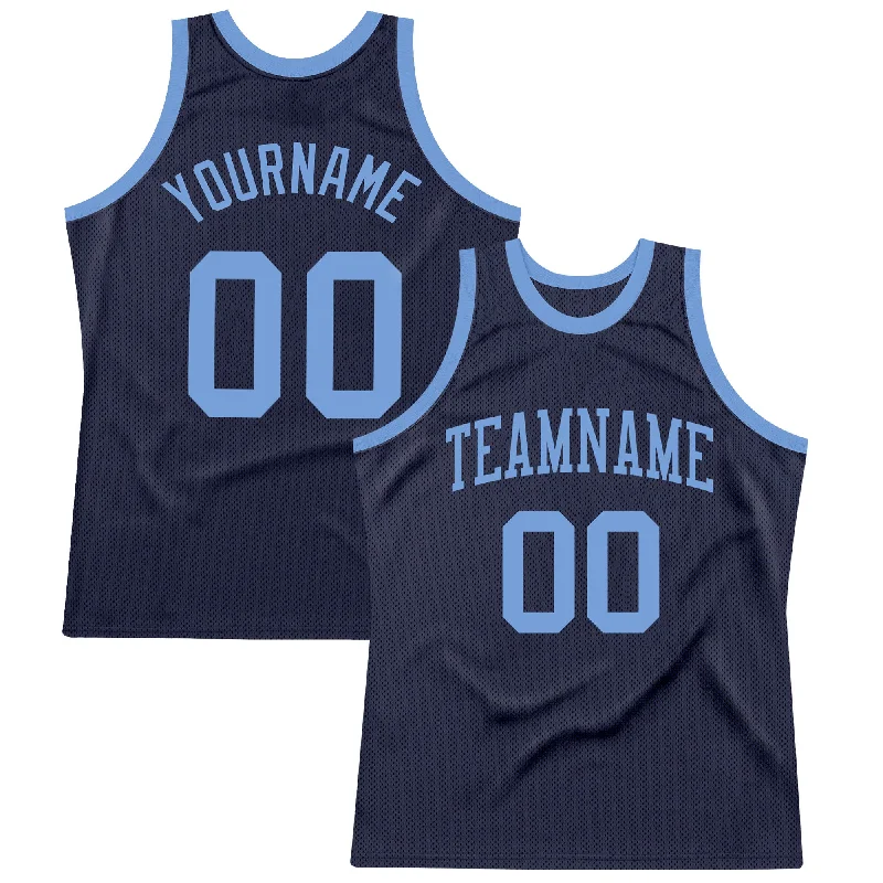 Basketball Jersey With Animal Print-Custom Navy Light Blue Authentic Throwback Basketball Jersey