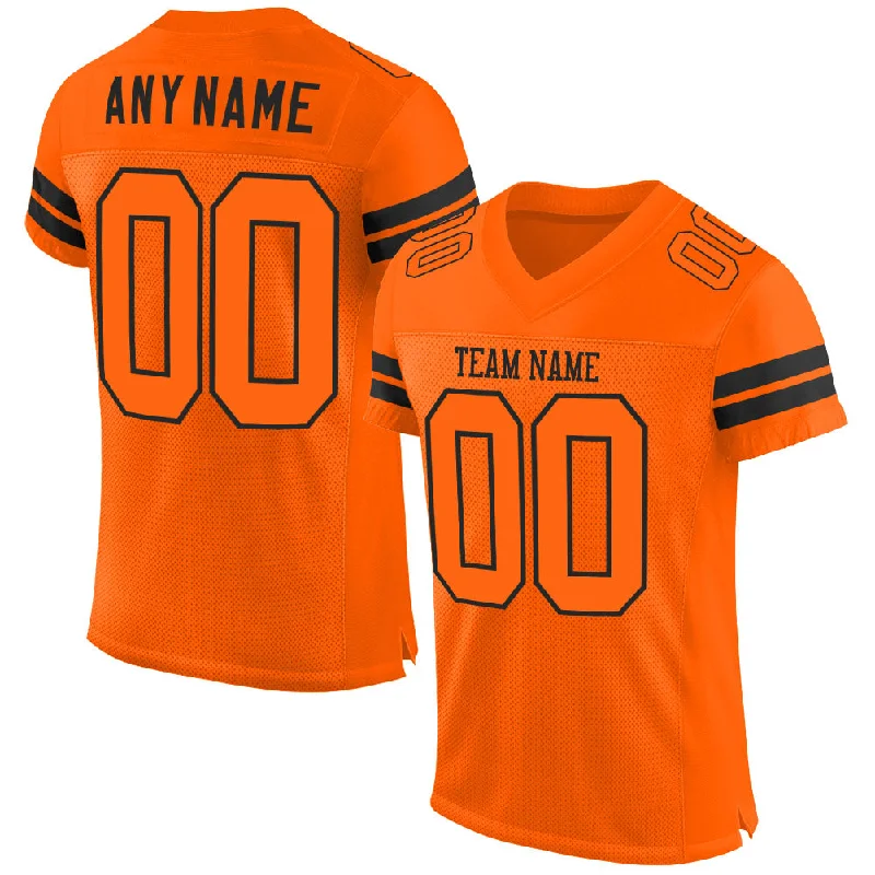 Football Jersey With Bold Lettering-Custom Orange Orange-Black Mesh Authentic Football Jersey