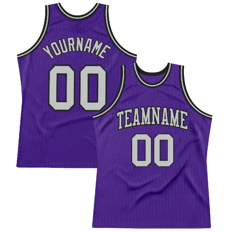 Basketball Jersey With Sweat-Wicking Tech-Custom Purple Gray-Black Authentic Throwback Basketball Jersey