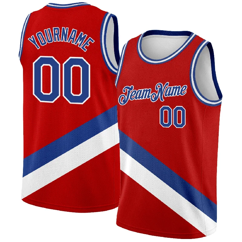 Basketball Jersey With Reinforced Seams-Custom Red Royal-White Modern Authentic City Edition Basketball Jersey