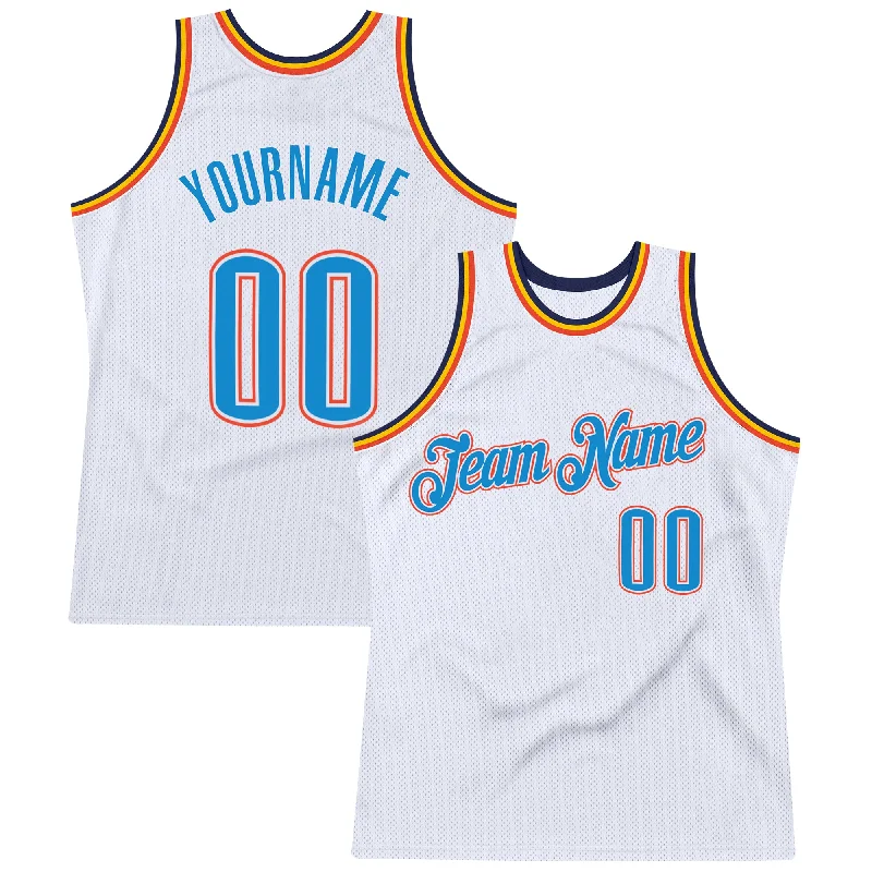 Basketball Jersey With Retro Design-Custom White Blue-Orange Authentic Throwback Basketball Jersey