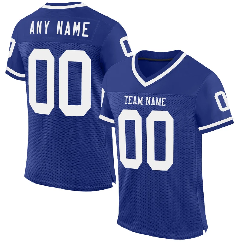 Football Jersey With Energy Return Fabric-Custom Royal White Mesh Authentic Throwback Football Jersey