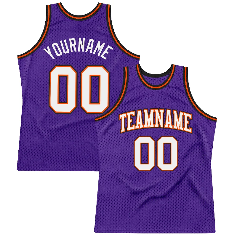 Basketball Jersey With Temperature Control-Custom Purple White Orange-Black Authentic Throwback Basketball Jersey