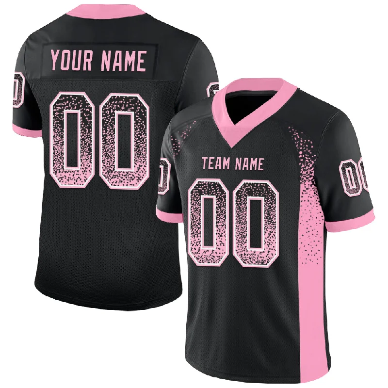 Football Jersey With Water Resistance-Custom Black Light Pink-White Mesh Drift Fashion Football Jersey