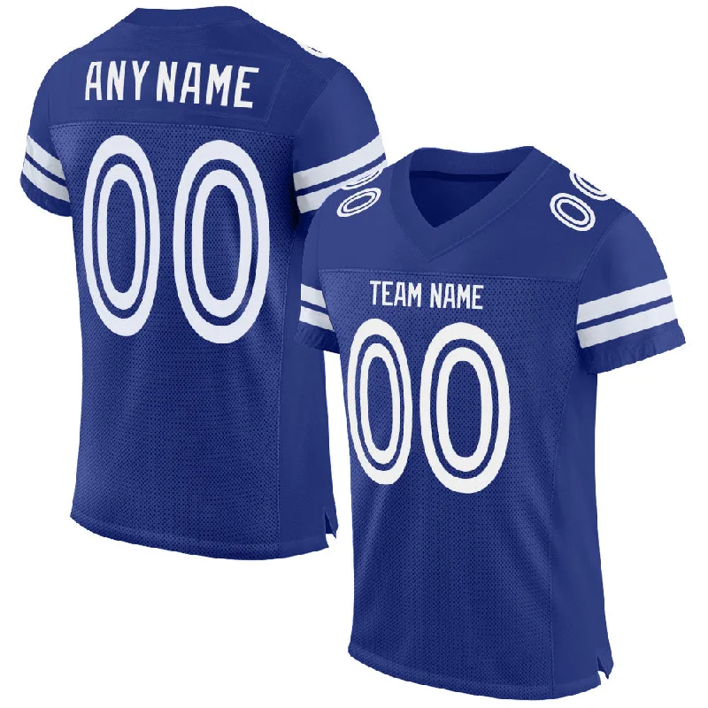 Football Jersey With Adjustable Fit-Custom Royal White Mesh Authentic Football Jersey