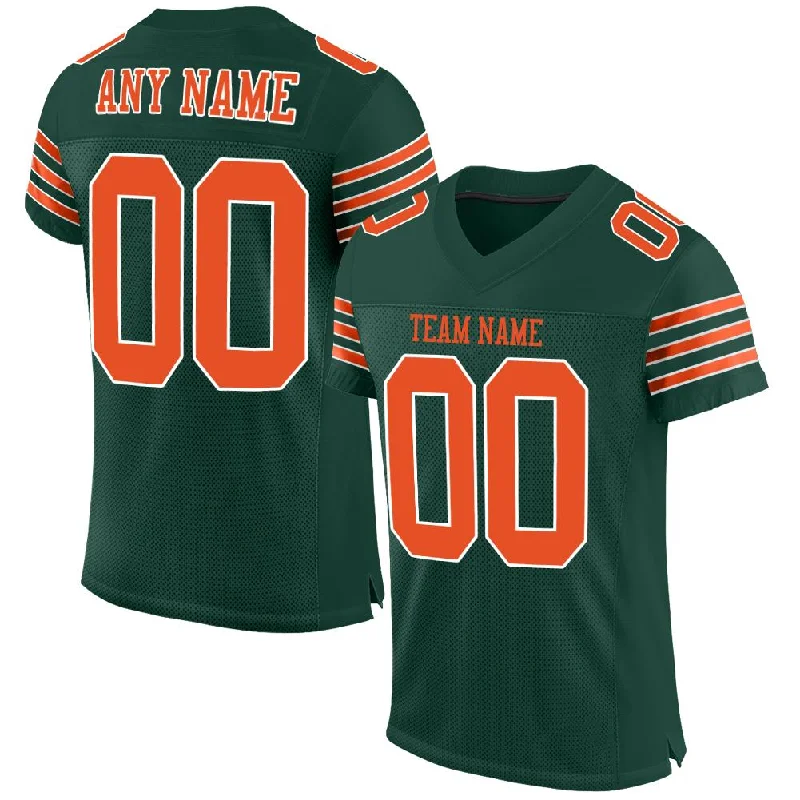 Football Jersey For Women-Custom Green Orange-White Mesh Authentic Football Jersey