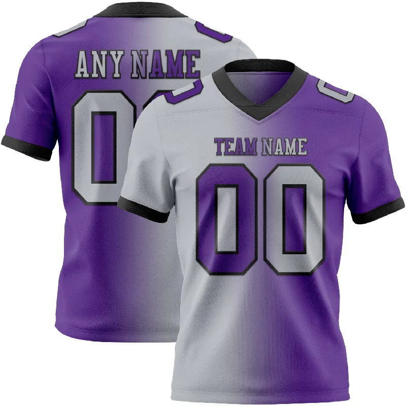 Football Jersey With Reinforced Seams-Custom Purple Gray-Black Mesh Authentic Gradient Fashion Football Jersey