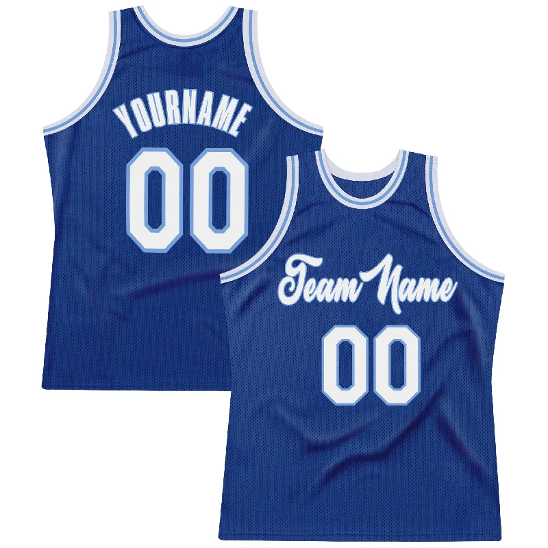 Basketball Jersey With Full Uniform Set-Custom Royal White-Light Blue Authentic Throwback Basketball Jersey