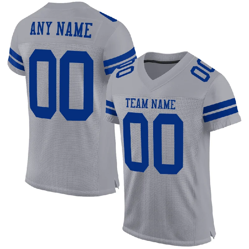 Football Jersey With Subtle Logos-Custom Gray Royal Mesh Authentic Football Jersey