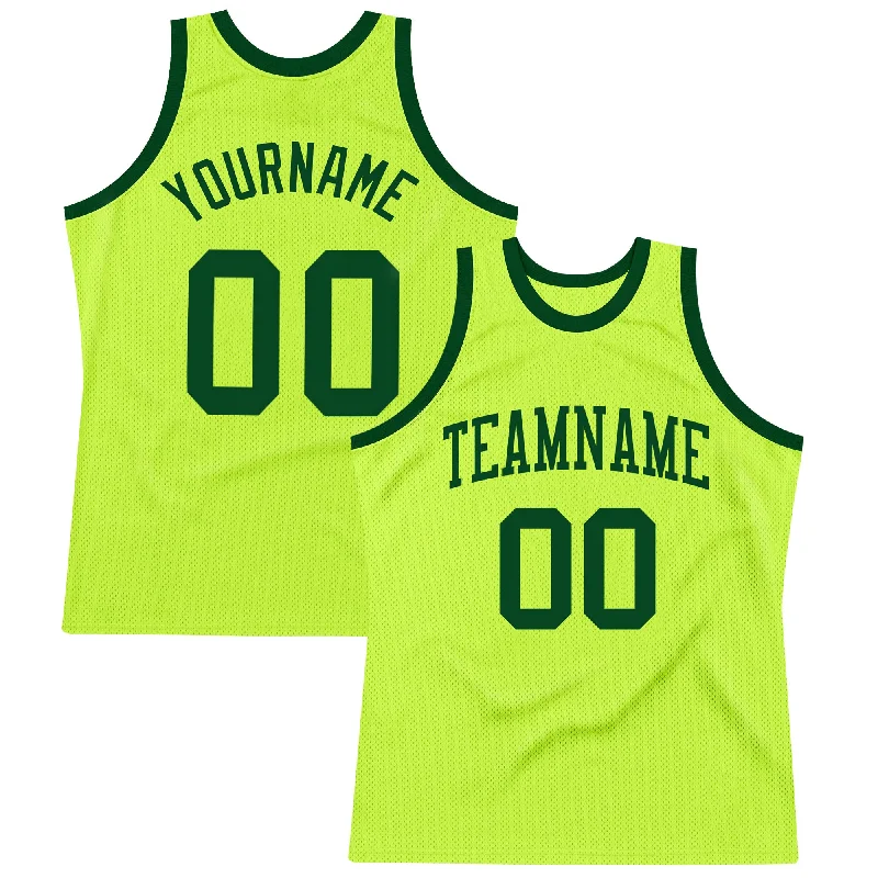 Basketball Jersey With Custom Font Styles-Custom Neon Green Green Authentic Throwback Basketball Jersey