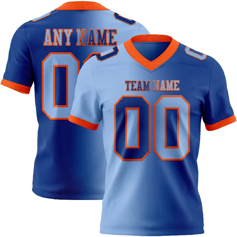 Football Jersey With Urban Fashion Appeal-Custom Royal Light Blue-Orange Mesh Authentic Gradient Fashion Football Jersey