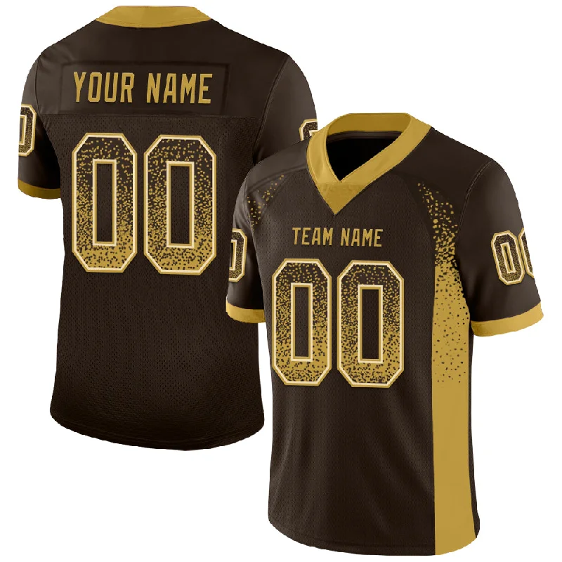 Football Jersey With Classic NFL Style-Custom Brown Old Gold-Cream Mesh Drift Fashion Football Jersey