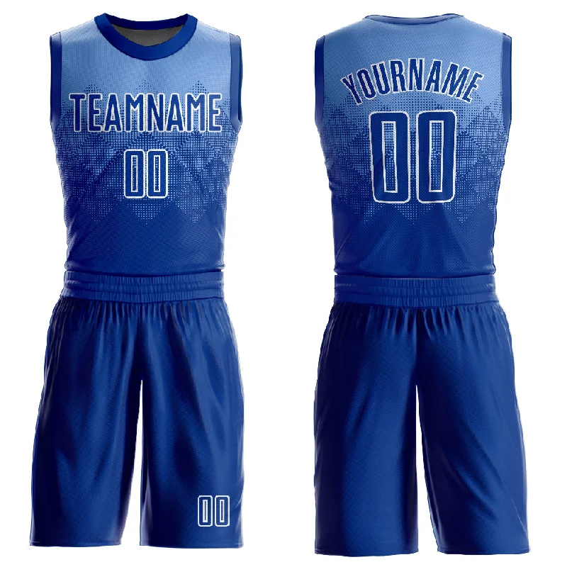 Basketball Jersey For Shooting Guards-Custom Light Blue Royal-White Round Neck Sublimation Basketball Suit Jersey