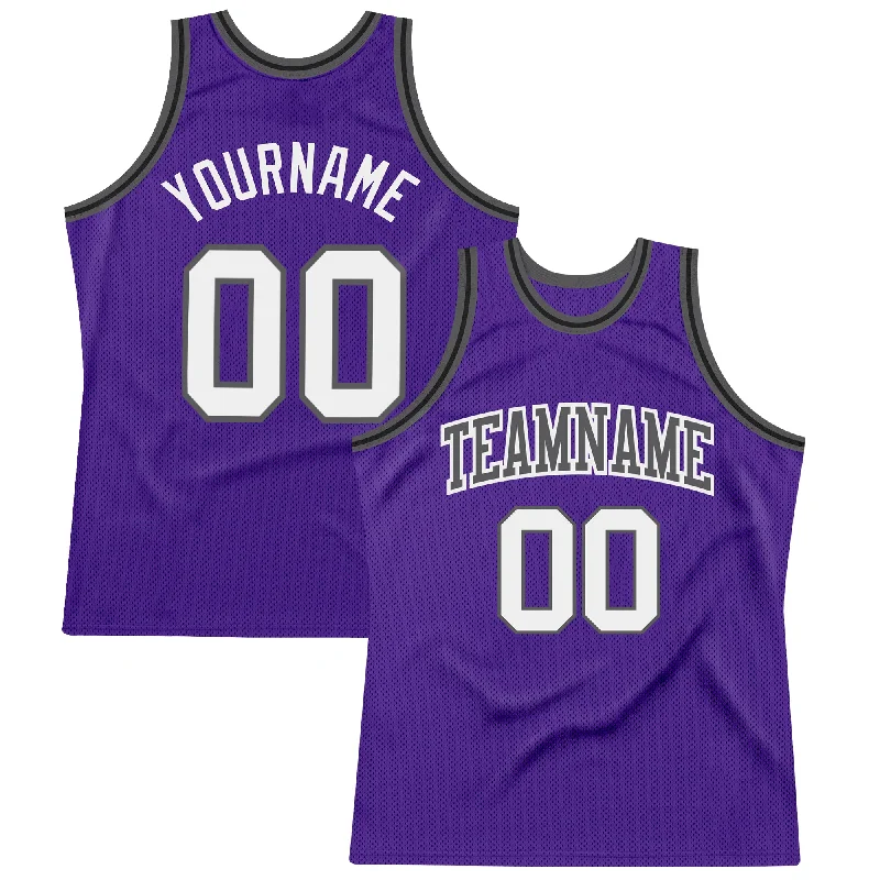 Basketball Jersey With Energy Return Fabric-Custom Purple White Steel Gray-Black Authentic Throwback Basketball Jersey