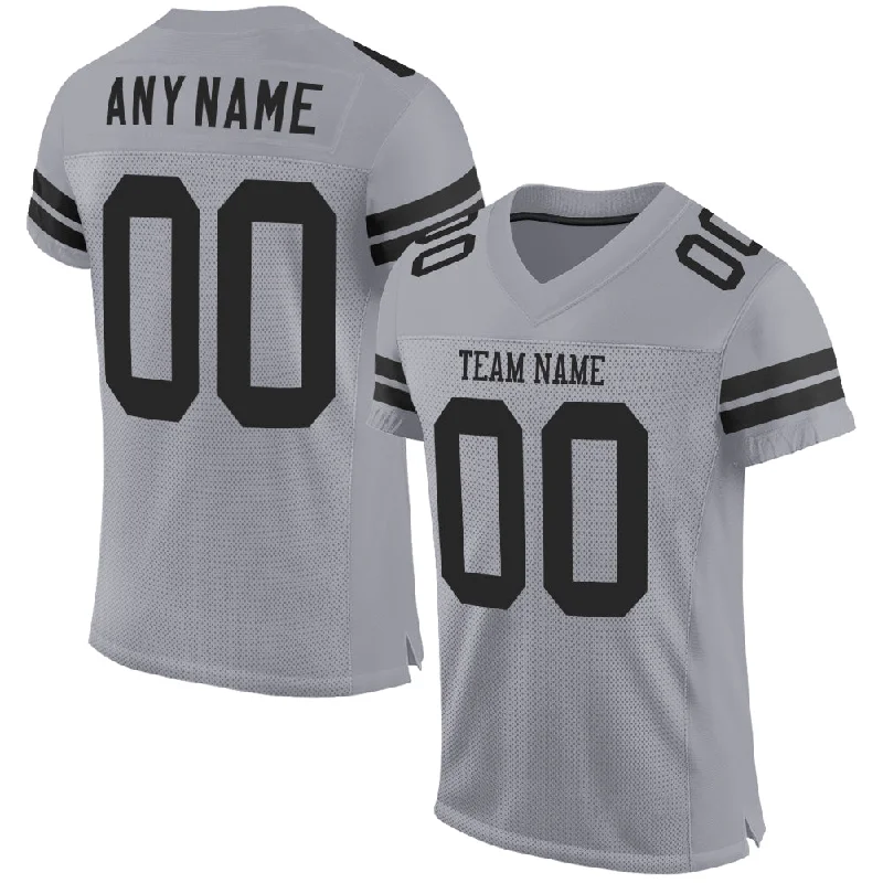 Football Jersey With Oversized Fit-Custom Light Gray Black Mesh Authentic Football Jersey