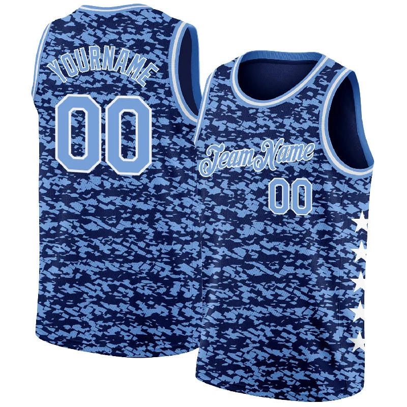 Basketball Jersey With 360-Degree Stretch-Custom Navy Light Blue-White Authentic City Edition Basketball Jersey