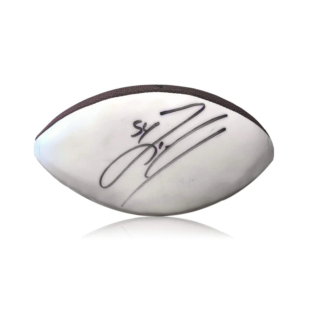 Rugby Knock-On-Zach Thomas Signed White Panel Football Miami Dolphins JSA COA Autograph