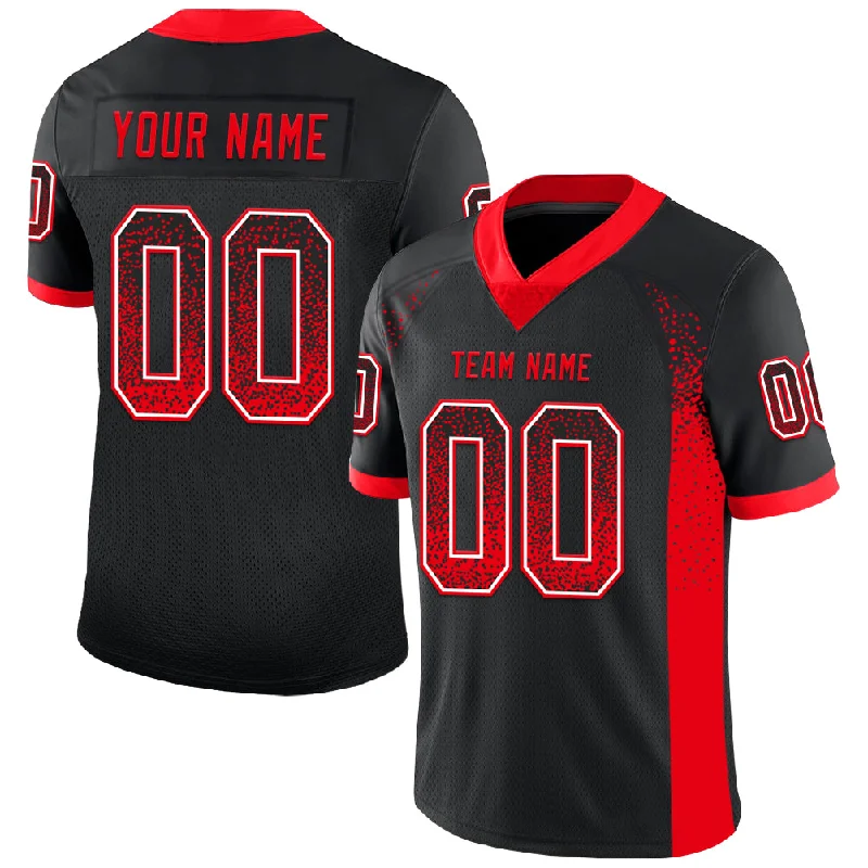 Football Jersey With Padded Shoulders-Custom Black Fire Red-White Mesh Drift Fashion Football Jersey