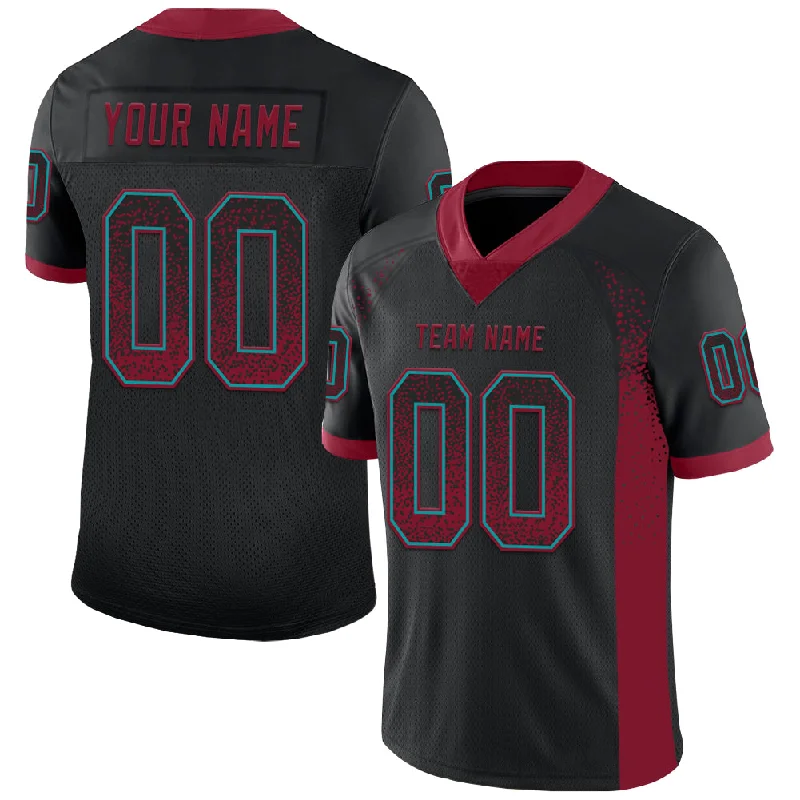 Football Jersey With Airflow Channels-Custom Black Crimson-Teal Mesh Drift Fashion Football Jersey