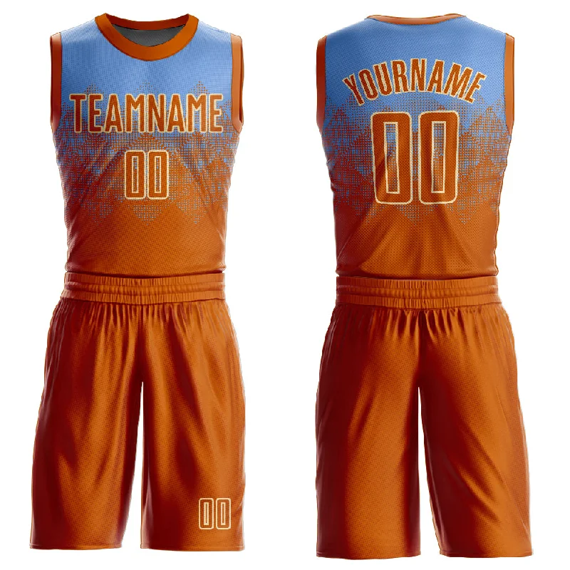 Basketball Jersey With Tribal Designs-Custom Light Blue Texas Orange-Cream Round Neck Sublimation Basketball Suit Jersey