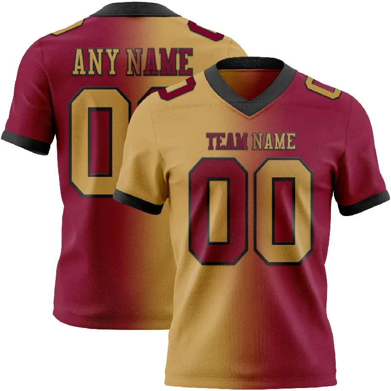 Football Jersey With Classic Football Script-Custom Maroon Old Gold-Black Mesh Authentic Gradient Fashion Football Jersey