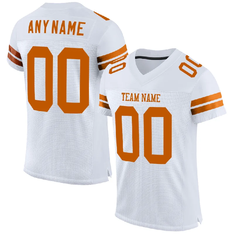 Football Jersey With Inspirational Quotes-Custom White Texas Orange Mesh Authentic Football Jersey