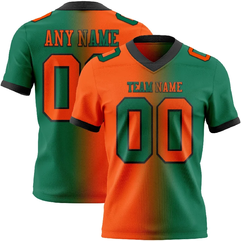 Football Jersey With Player Nicknames-Custom Kelly Green Orange-Black Mesh Authentic Gradient Fashion Football Jersey